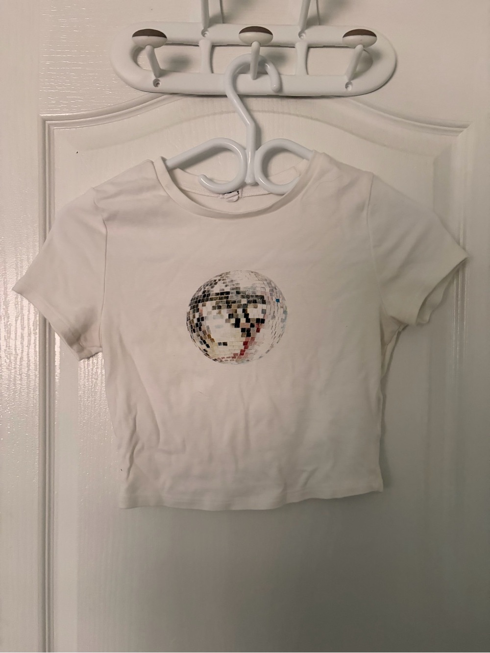 White Garage Disco Cropped Graphic Tee